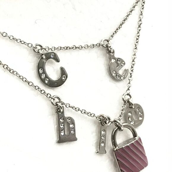 Chole Silver Double Layered Charm Necklace with Rhinestones - Picture 9 of 11